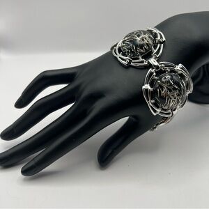 Tara Confetti Lucite Vintage Silver Tone Panel Bracelet